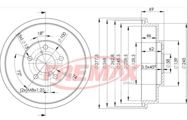 Set Tambores Freno Subaru Impreza 96-03 // Forester 98-08